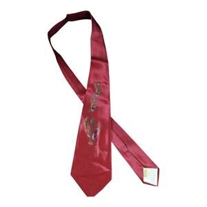 VTG Yankee Cravat super made neck tie gold tone hand painted ducks geese